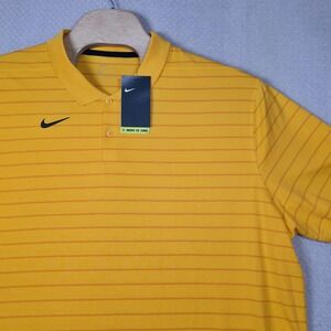 NWT Nike Dri-FIT Victory Golf Polo Shirt Mens 3XL Yellow Orange Stripe Sustainab